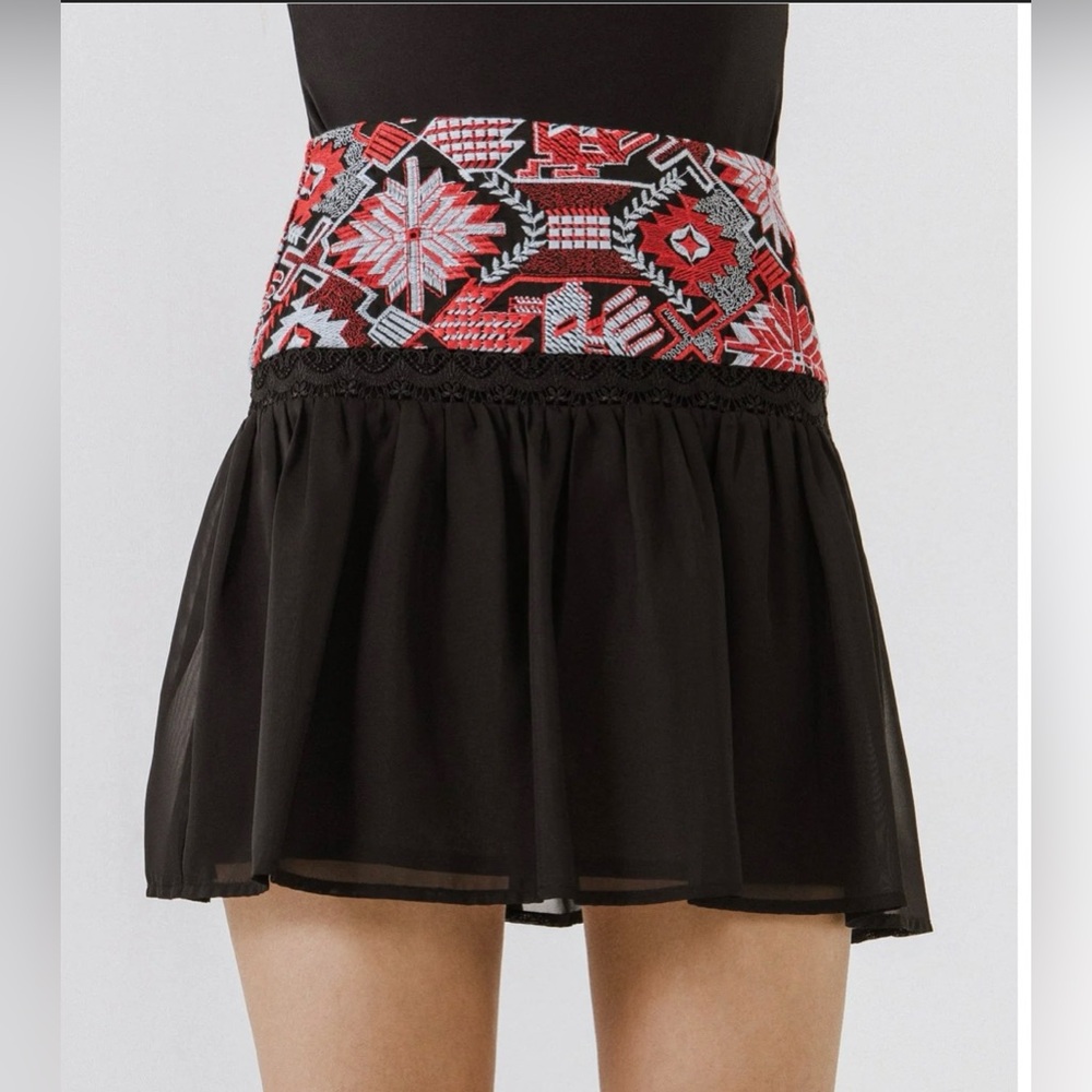 Endless Rose Dorian Embroidered Black Mini Skirt Size Small - Picture 2 of 14